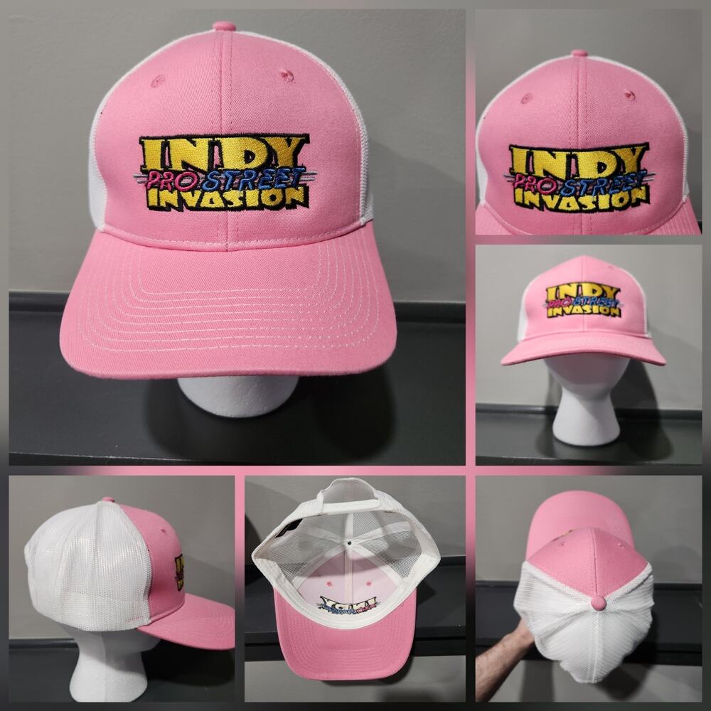 Indy Racing Pro Street Invasion Womens Pink Trucker Mesh Snapback Hat Cap‎